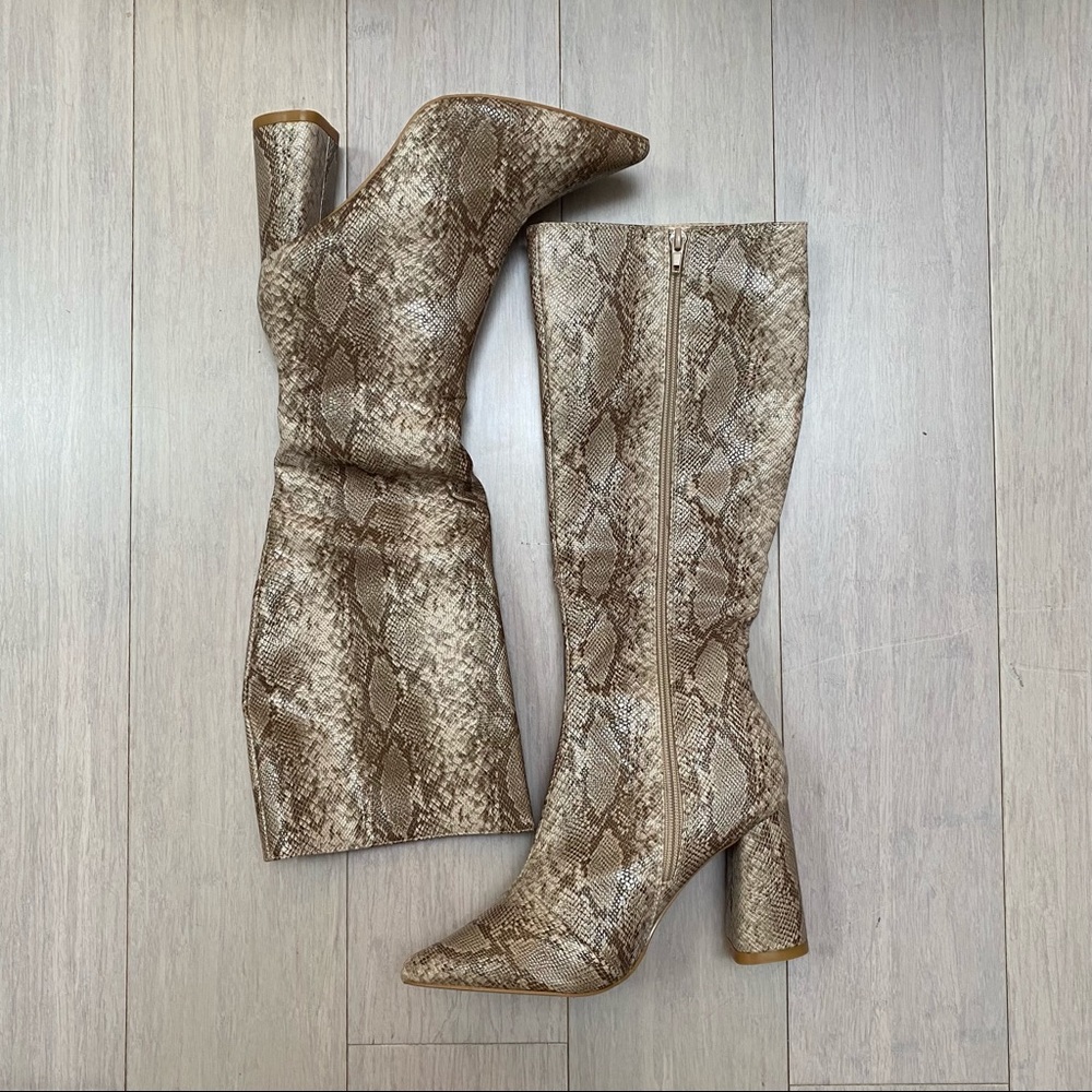 Snake Skin Tall Boots